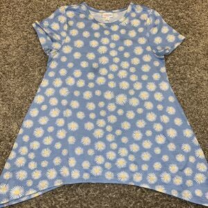 Lularoe Melissa Tunic XXS Blue With Yellow & White Daisies Floral Stretchy NWOT